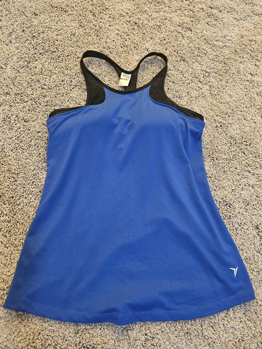 Old Navy Blue Athletic Tank with Black Mesh Racerback Built In Bra